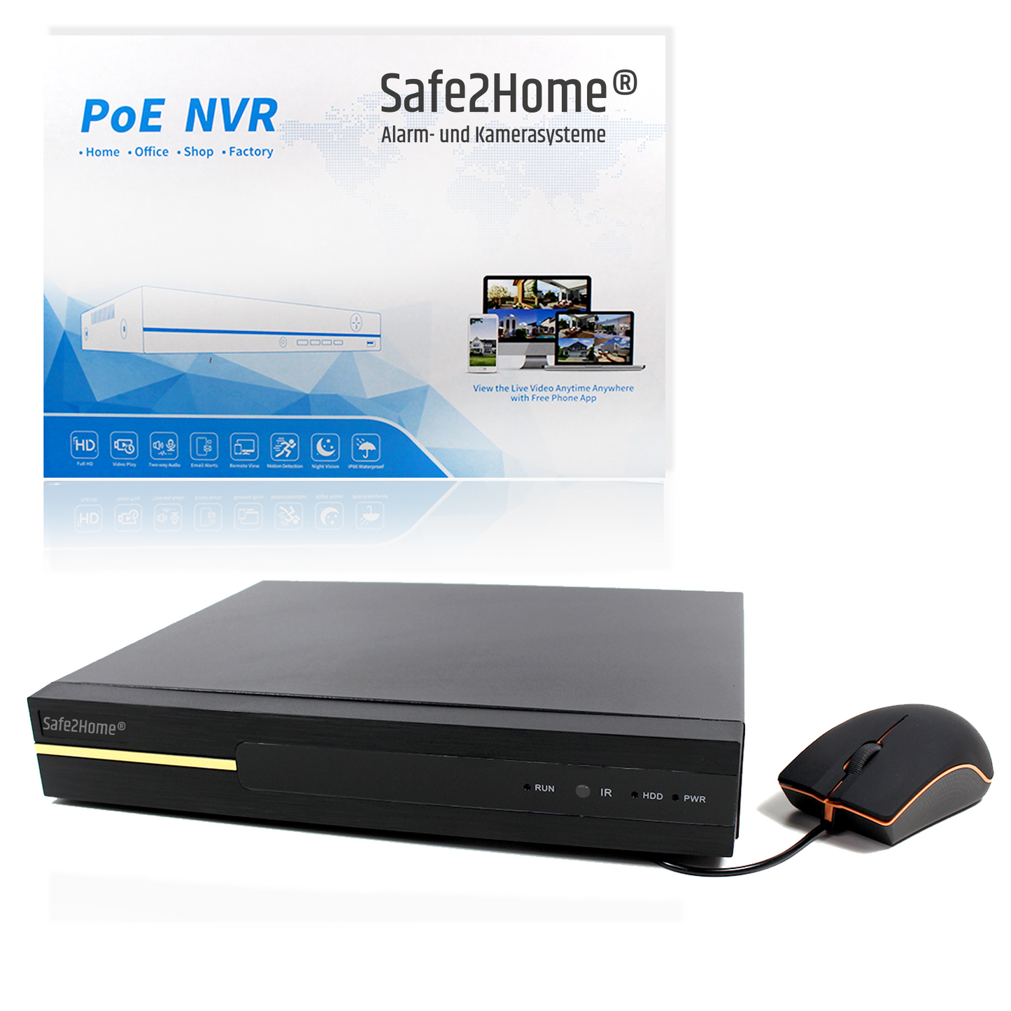4K POE 8 Kanal Rekorder 3TB - 4K UHD POE Rekorder mit Festplatte und POE LAN Ausgängen