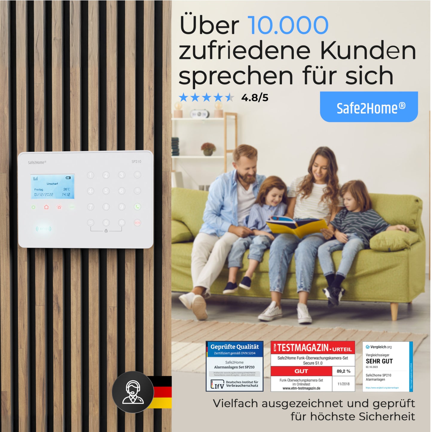 SP210 Funk Alarmanlage - Komplettset klein - Tierimmun - Safe2Home