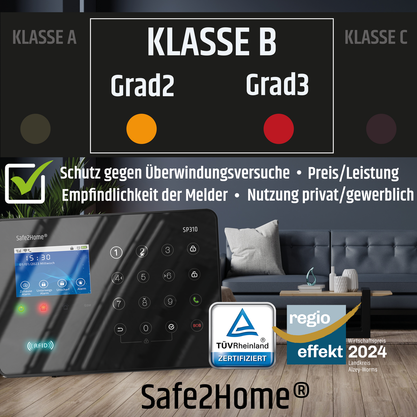SP310 Funk Alarmanlage - Komplettset klein