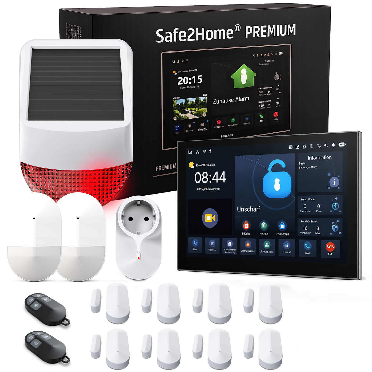 Safe2Home Premium Profi Funk Alarmanlage WLAN / GSM - Komplettset groß
