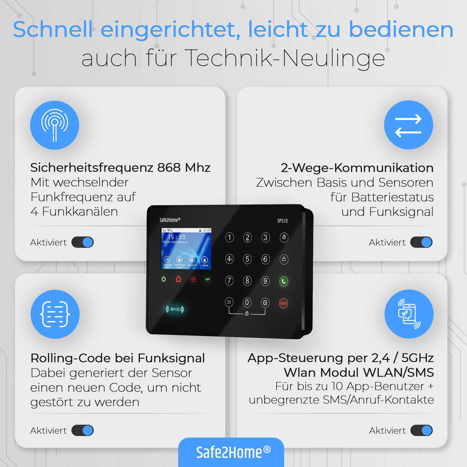 SP310 Funk Alarmanlage Zentrale - Safe2Home