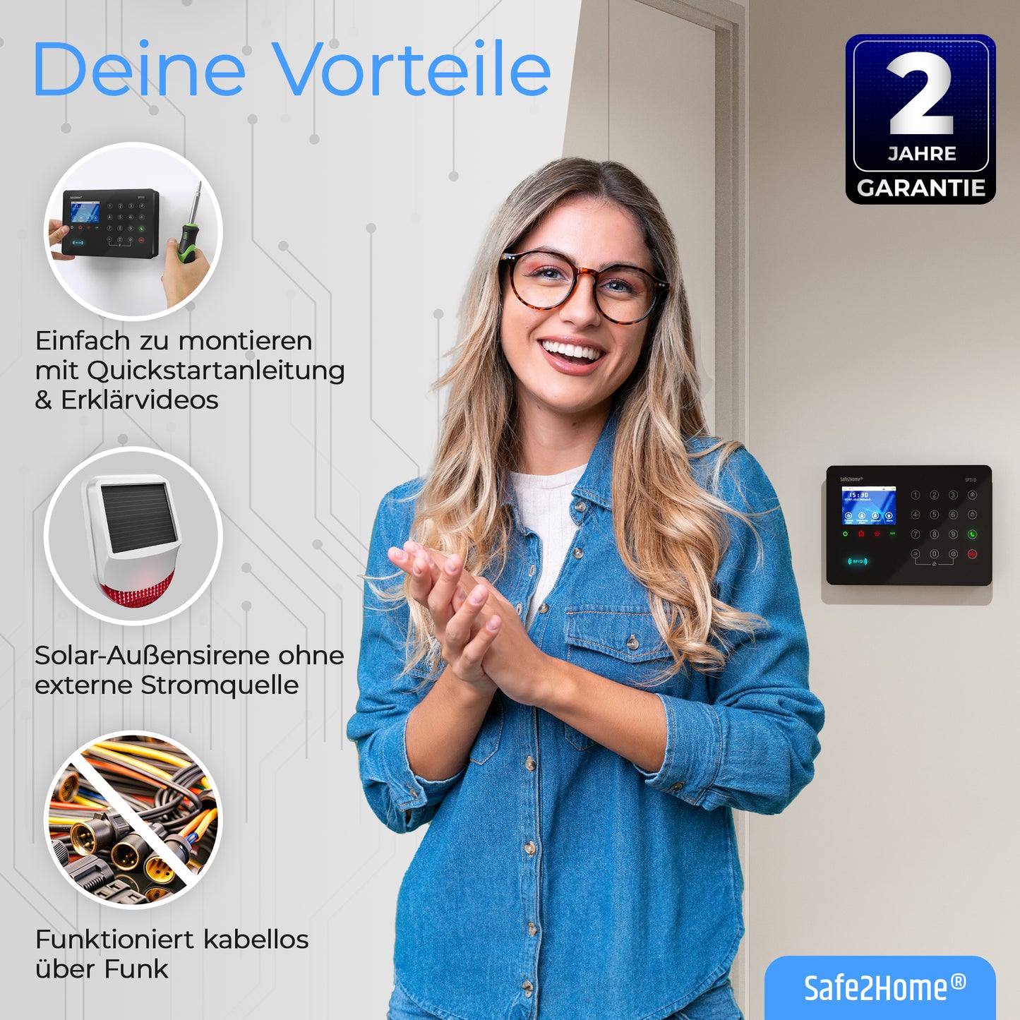 SP310 Funk Alarmanlage - Komplettset groß - Safe2Home