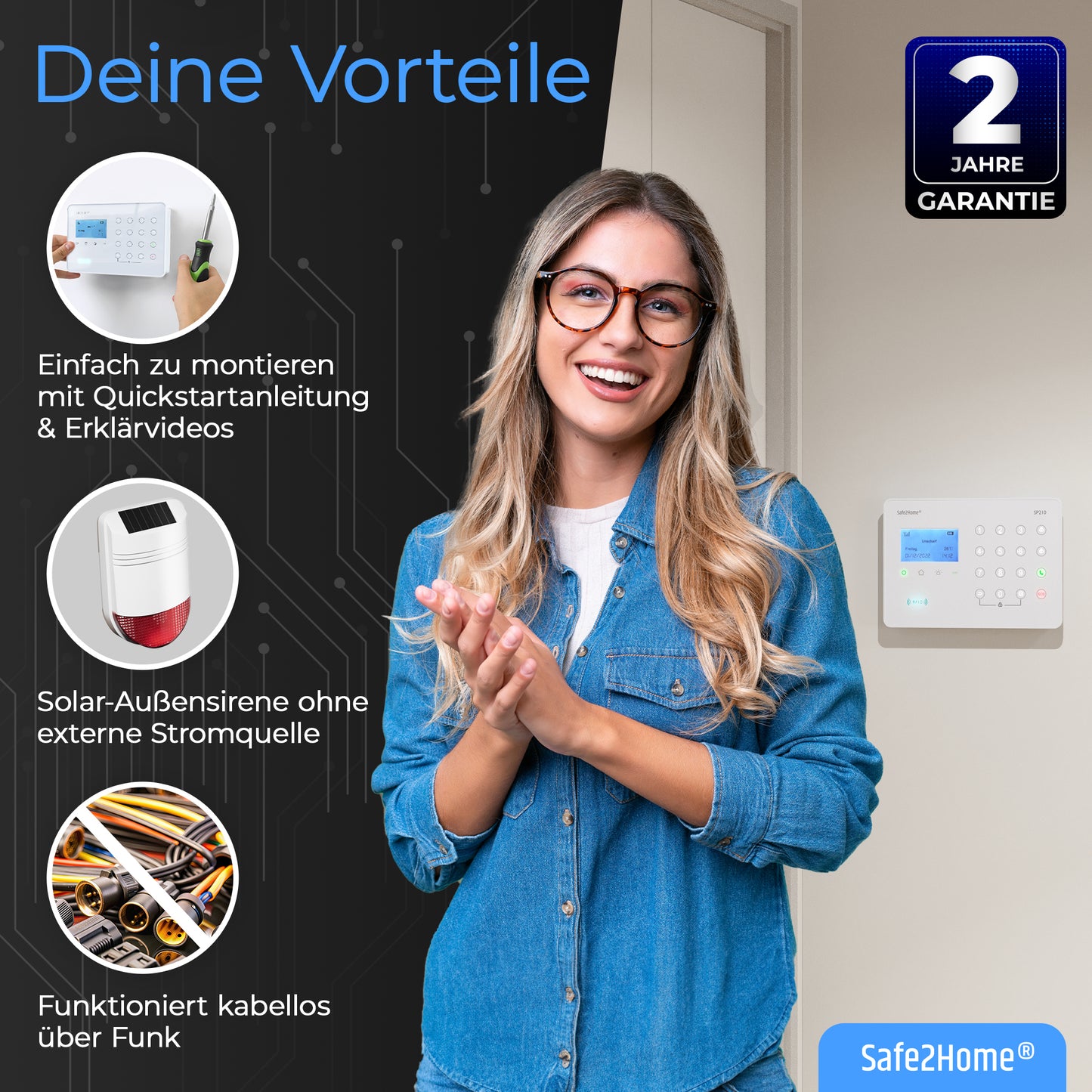 SP210 Funk Alarmanlage - Komplettset groß - Safe2Home