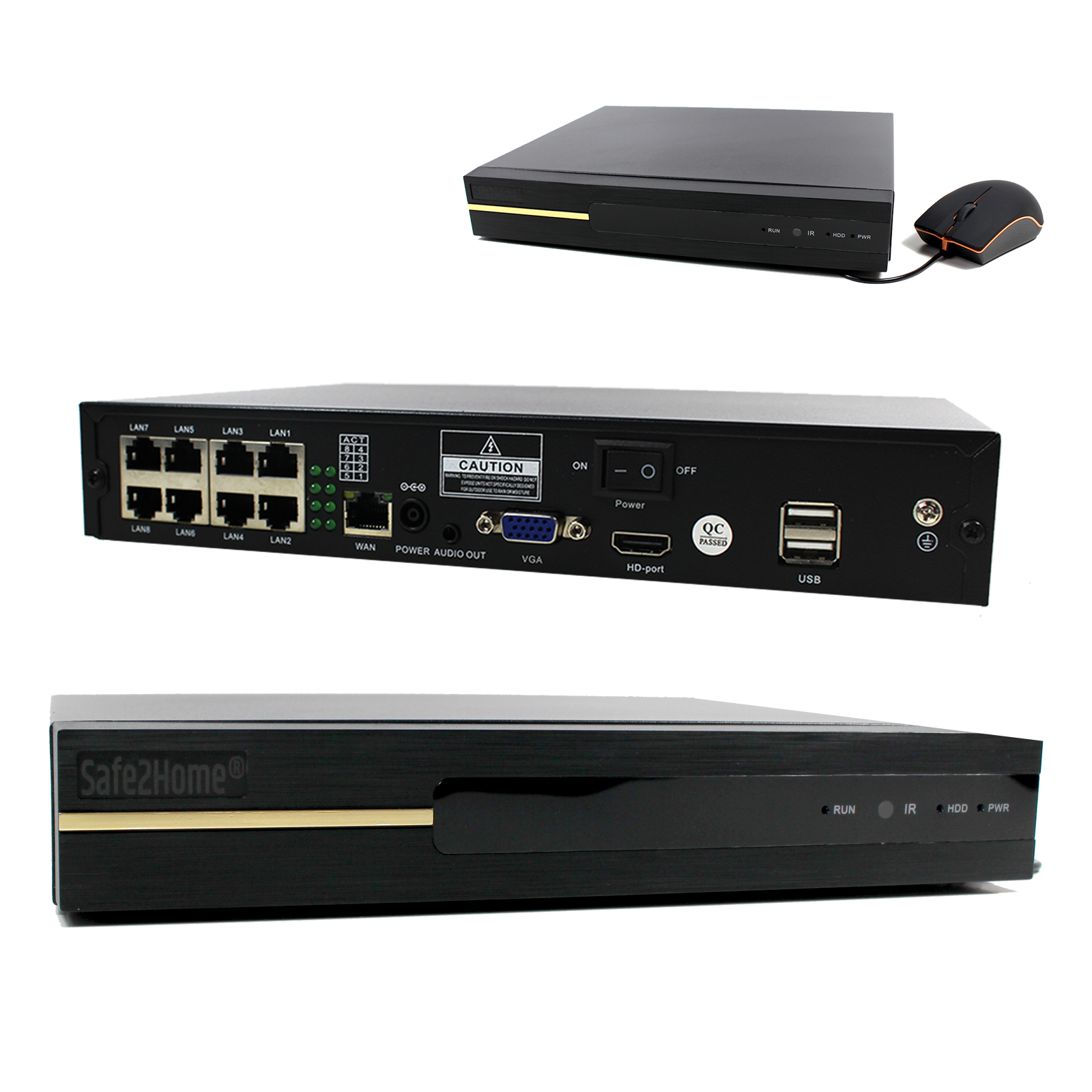4K POE 8 Kanal Rekorder 3TB - 4K UHD POE Rekorder mit Festplatte und POE LAN Ausgängen - Safe2Home