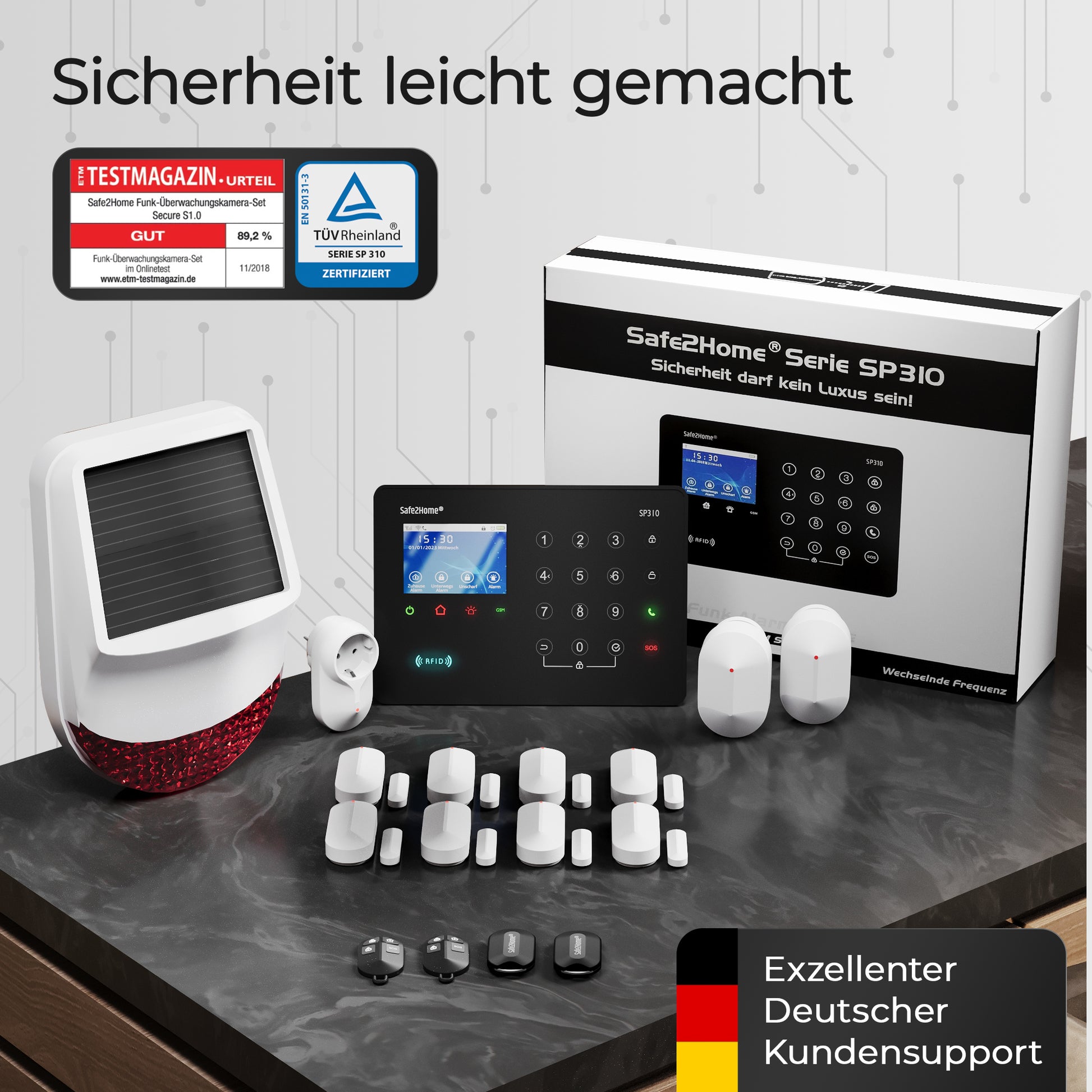 SP310 Funk Alarmanlage - Komplettset groß - Safe2Home