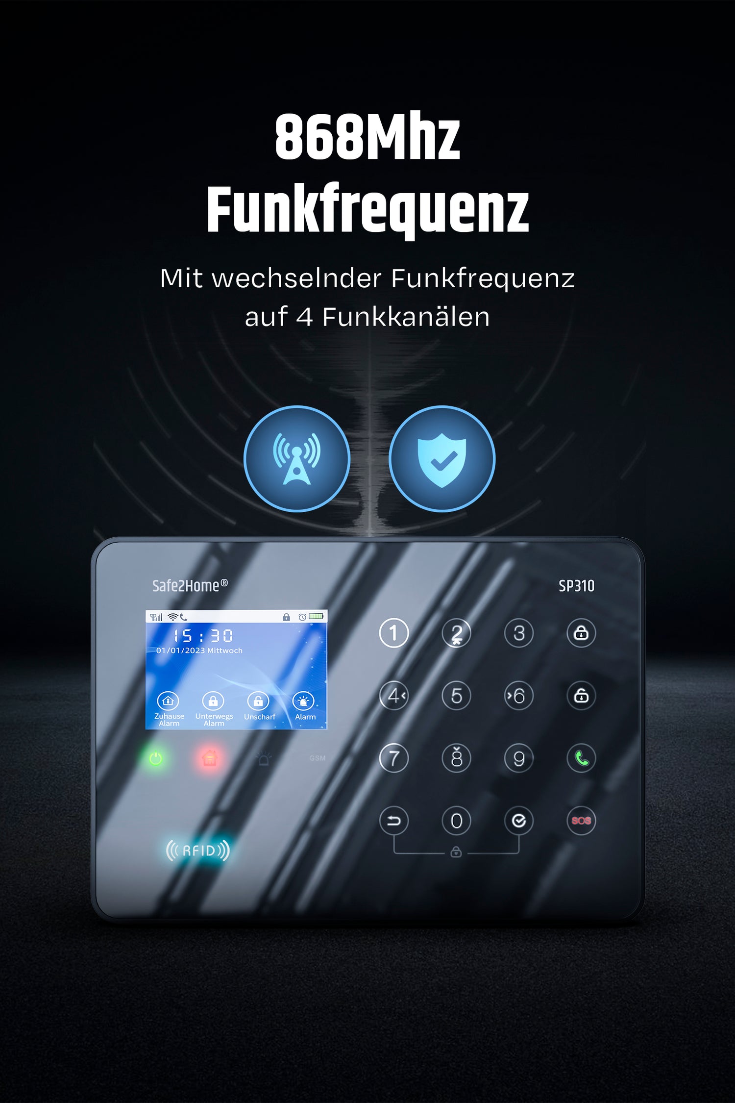 868 Mhz Funkfrequenz der Alarmanlage SP310