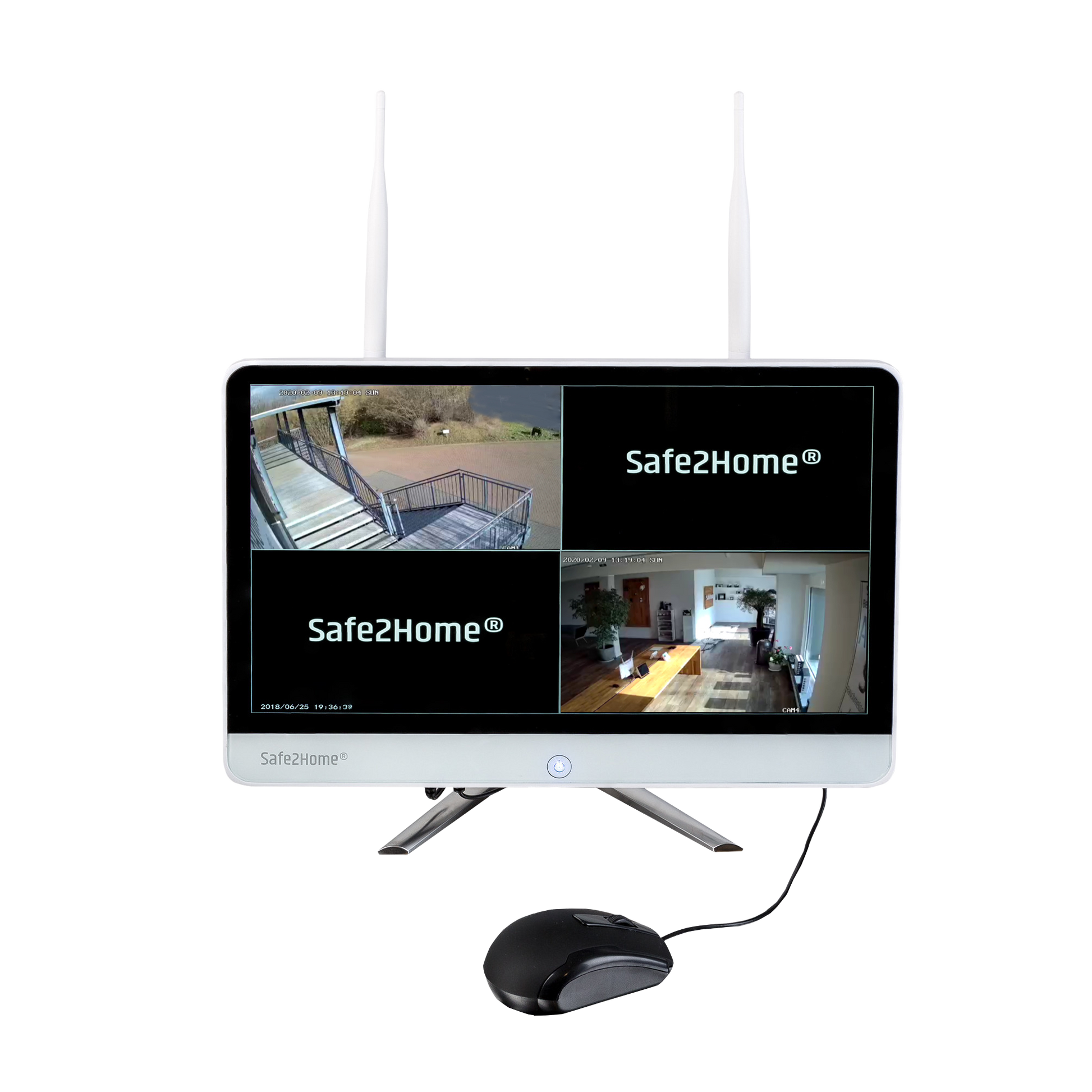 Funk / LAN NVR Monitor Videoüberwachung - 10 Kanal mit Rekorder 3TB - Safe2Home