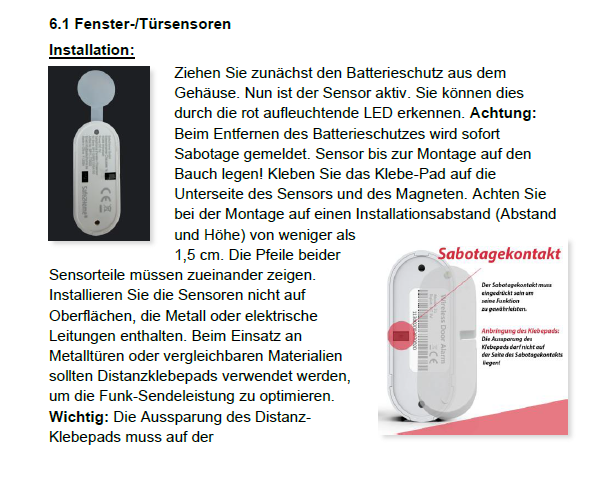 Fenster-/ Türsensor - SP310 - Safe2Home
