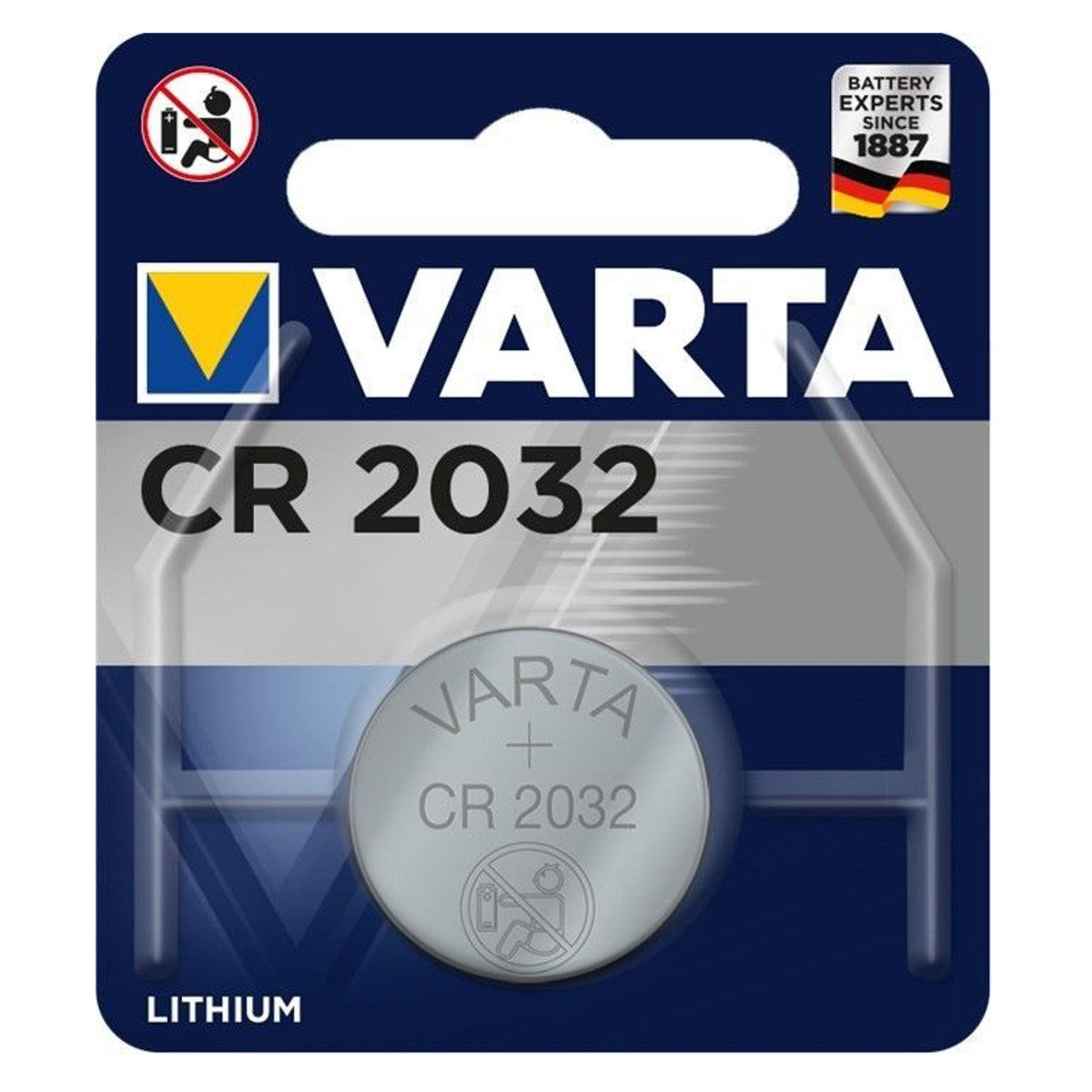 Varta Knopfzelle CR2032 (6032) Lithium-Knopfzelle für Türsensor Serie SP310 - 3 Volt - nicht wiederaufladbar - Safe2Home