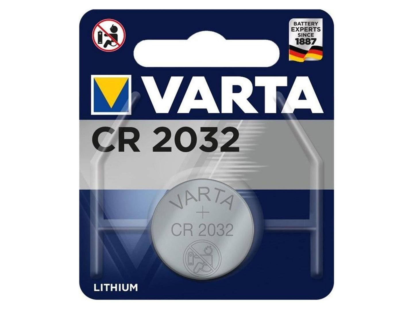 Varta Knopfzelle CR2032 (6032) Lithium-Knopfzelle für Türsensor Serie SP310 - 3 Volt - nicht wiederaufladbar - Safe2Home