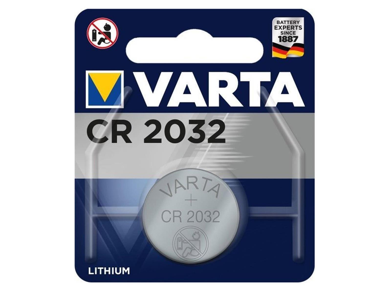 Varta Knopfzelle CR2032 (6032) Lithium-Knopfzelle für Türsensor Serie SP310 - 3 Volt - nicht wiederaufladbar - Safe2Home
