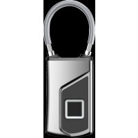 Safe2Home® stabiles flexibles Fingerabdruck Vorhängeschloss Sicherheitsschloss - schlüsselloses Schloss Türschloss Haustür, Rucksack, Koffer, Fahrrad - USB aufladbar - IP66 für außen / aussen