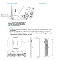 Fenstersensor – Türsensor mit Antenne für Funk Alarmanlage Serie SP110 /SP210 / SA100 / OTTO - GSM WIFI Alarmsystem